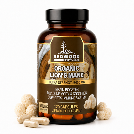 MELENA DE LEON ORGANICA HONGO MELENA DE LEÓN 18000MG SUPLEVITAMINAS LÍNEA REDWOOD