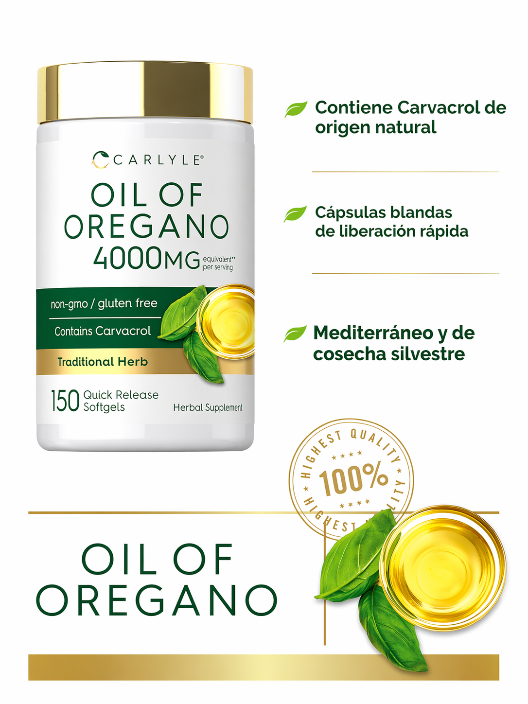 ACEITE DE OREGANO 4000MG 150 SOFGELS/CARLYLE