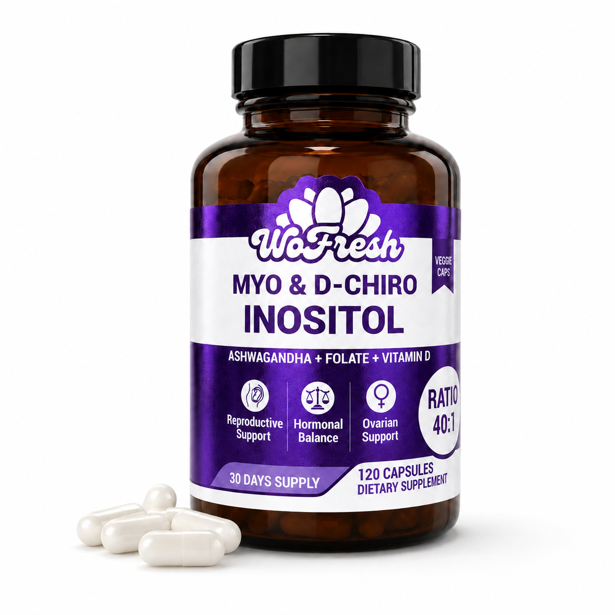 MYO D CHIRO INOSITOL WOFRESH BY SUPLEVITAMINAS 2050MG 120 CÁPSULAS