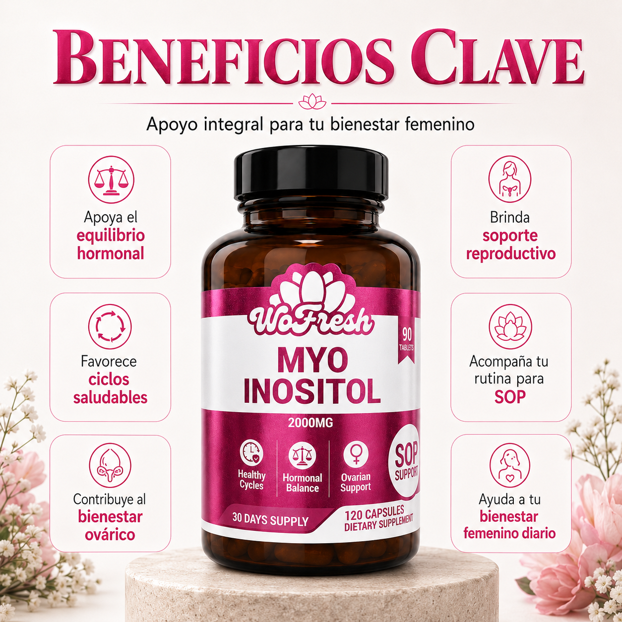 MYO INOSITOL DE WOFRESH 2000MG 120 CÁPSULAS PACK X2