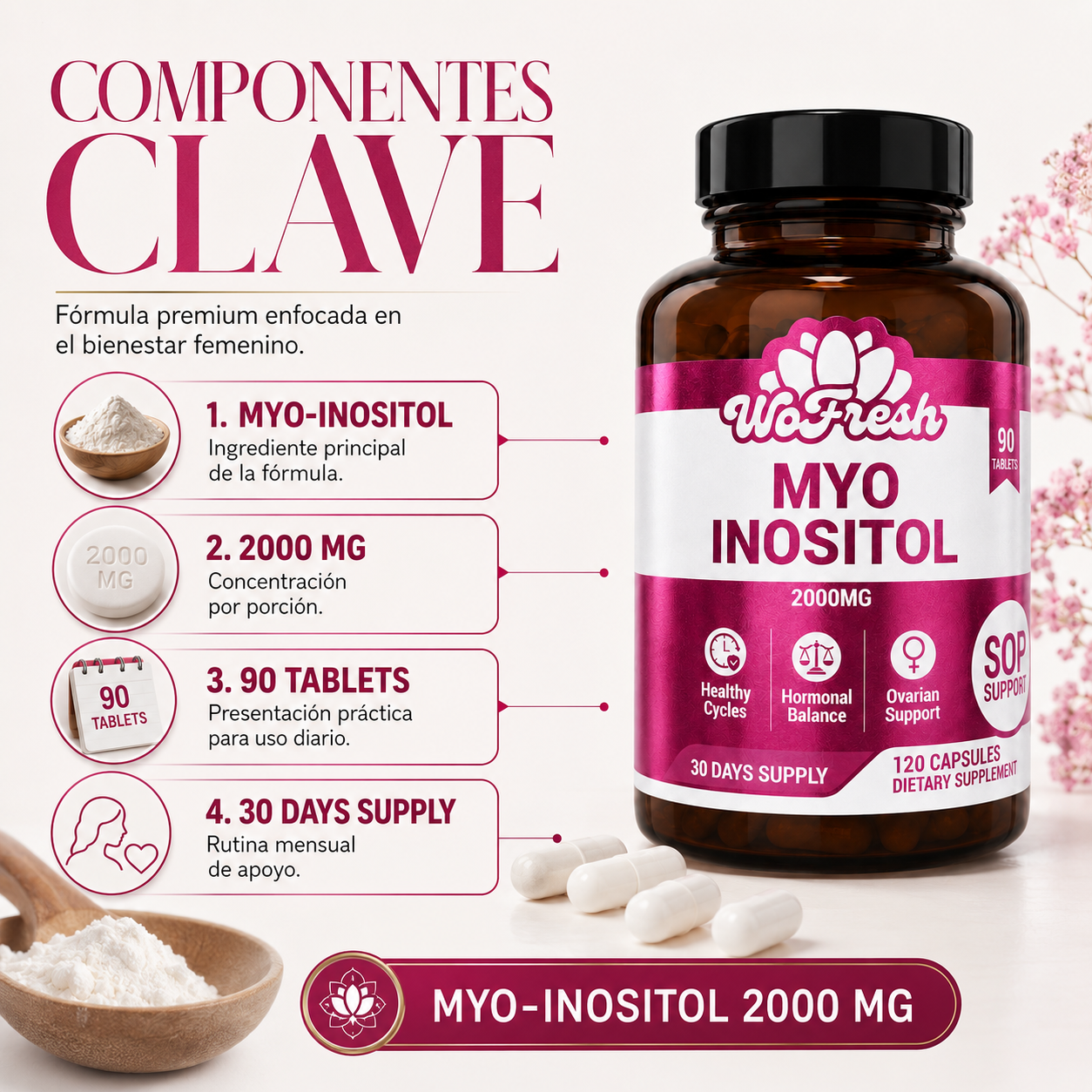 MYO INOSITOL 2000MG 120 CÁPSULAS WOFRESH BY SUPLEVITAMINAS
