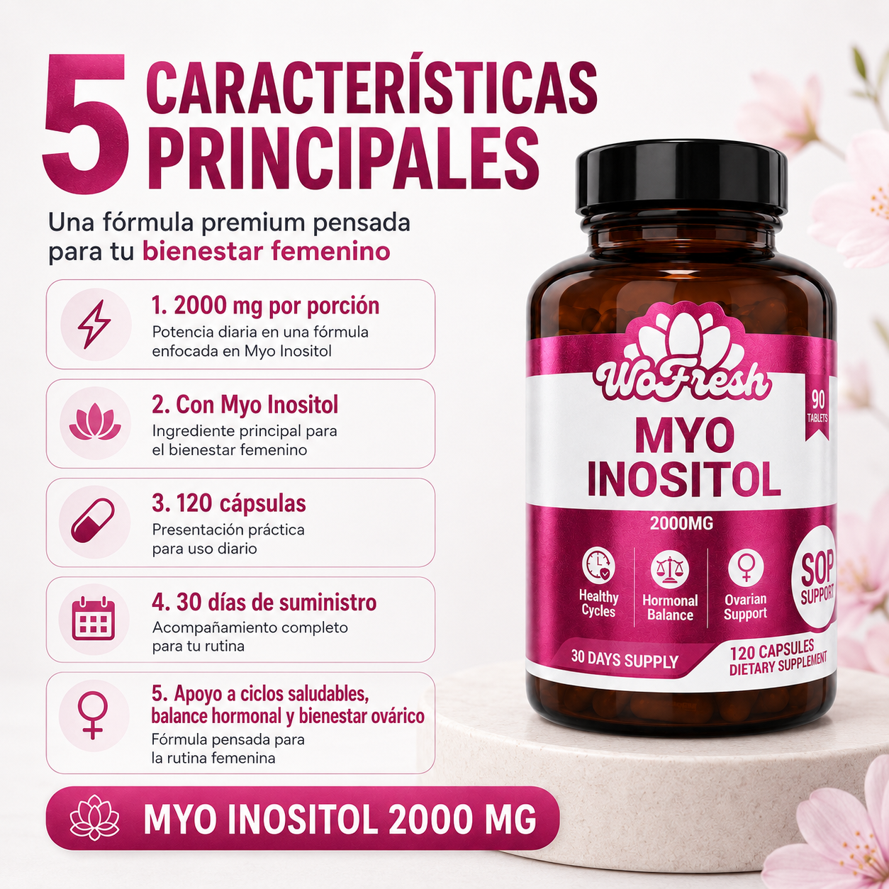 MYO INOSITOL DE WOFRESH 2000MG 120 CÁPSULAS PACK X2