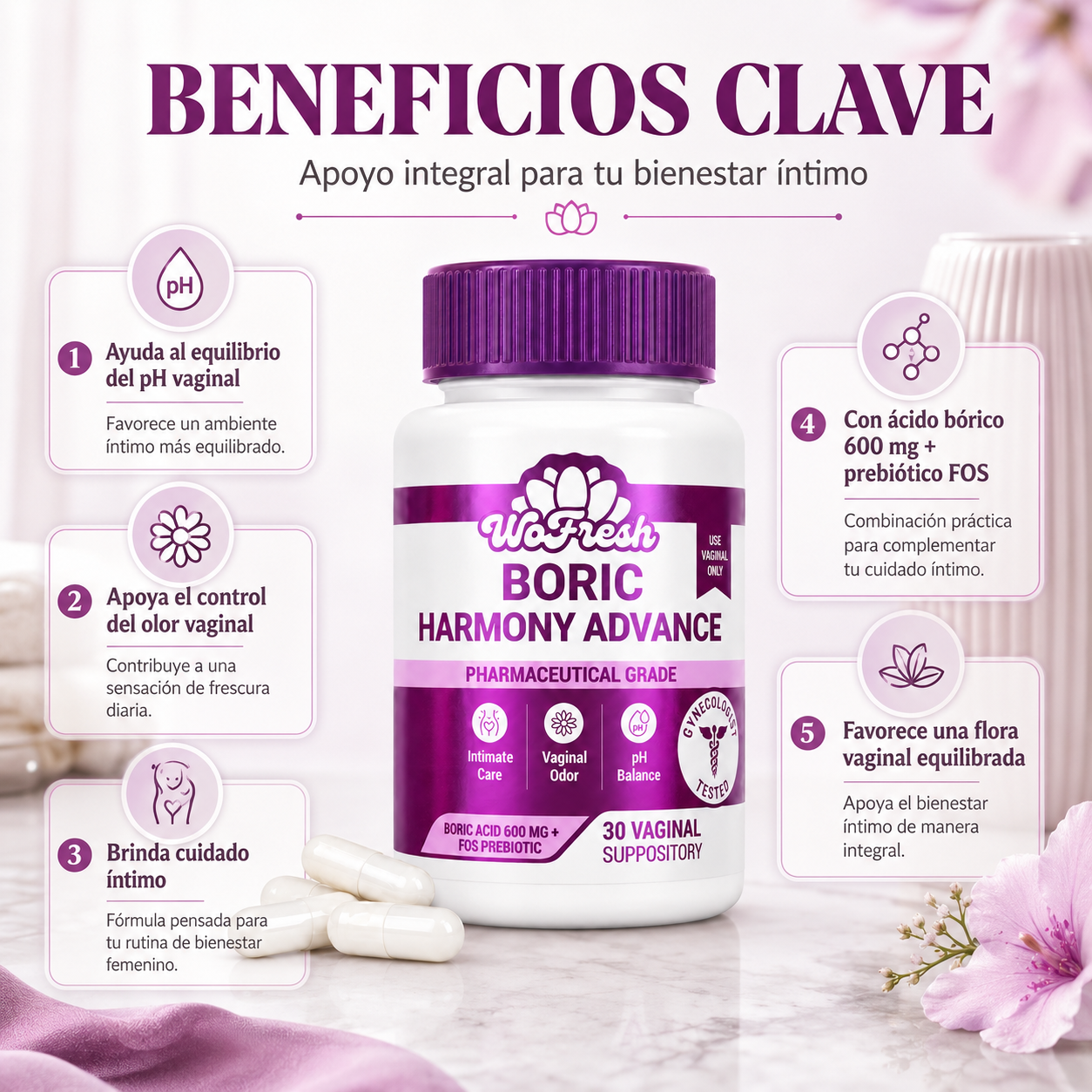 ÓVULOS BORIC HARMONY ADVANCE 800MG WOFRESH