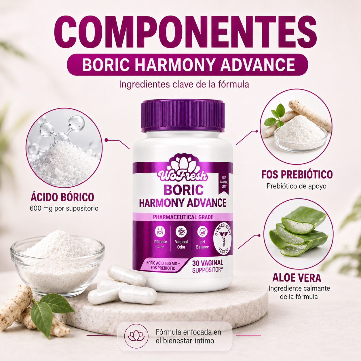 ÓVULOS BORIC HARMONY ADVANCE 800MG WOFRESH