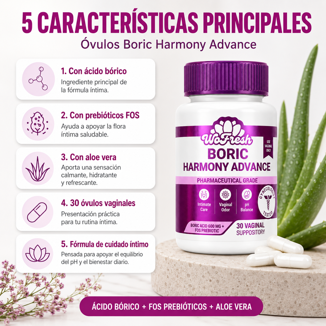 ÓVULOS BORIC HARMONY ADVANCE 800MG WOFRESH