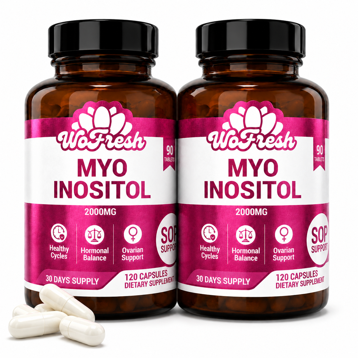 MYO INOSITOL DE WOFRESH 2000MG 120 CÁPSULAS PACK X2