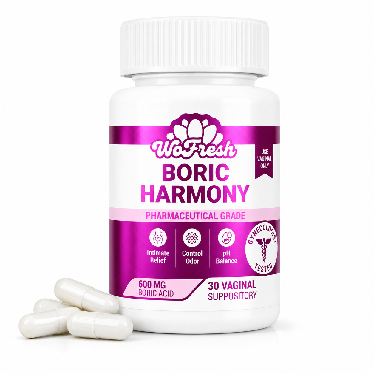 ÓVULOS DE ÁCIDO BÓRICO 600 MG BORIC HARMONY WOFRESH BY SUPLEVITAMINAS