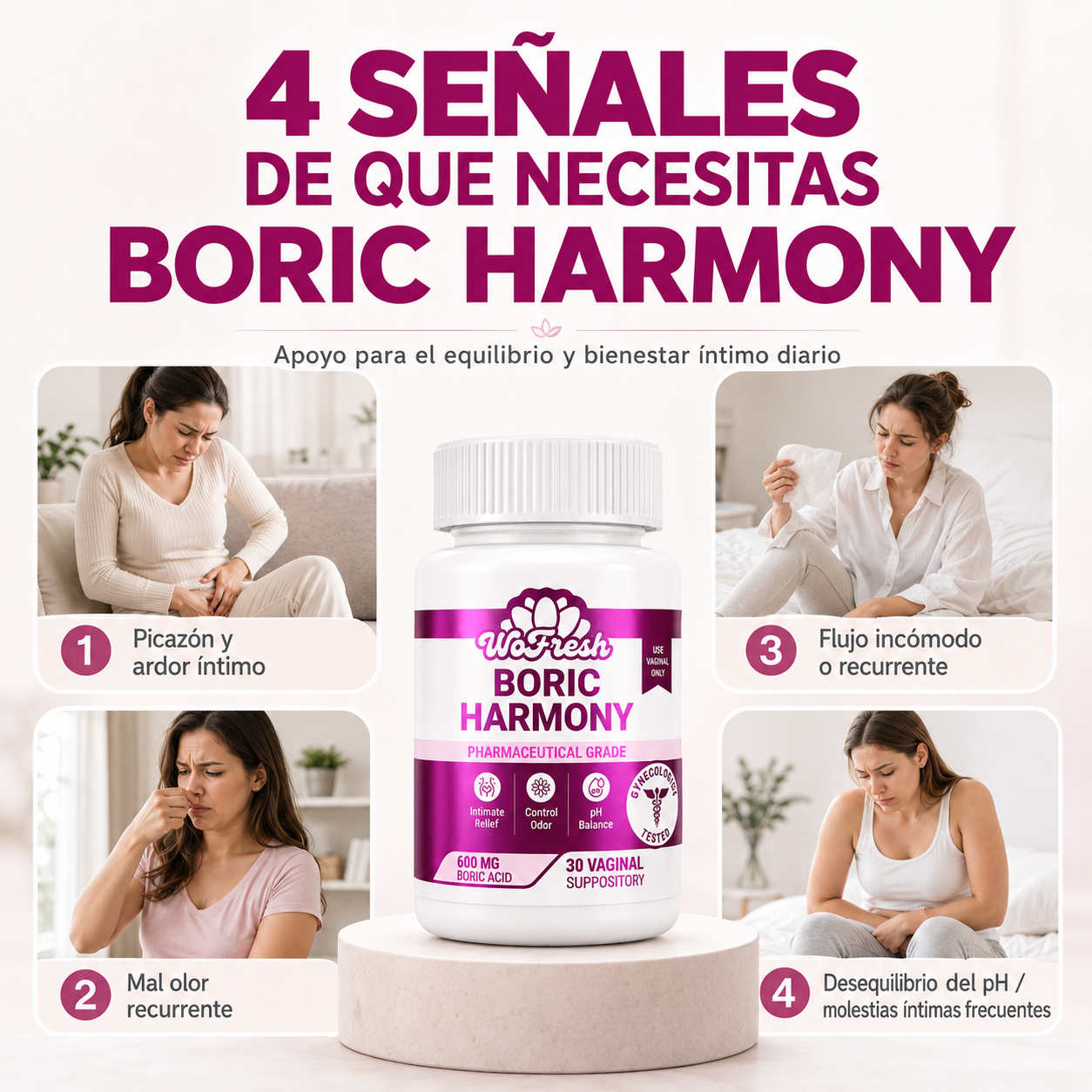 ÓVULOS DE ÁCIDO BÓRICO 600 MG BORIC HARMONY WOFRESH BY SUPLEVITAMINAS