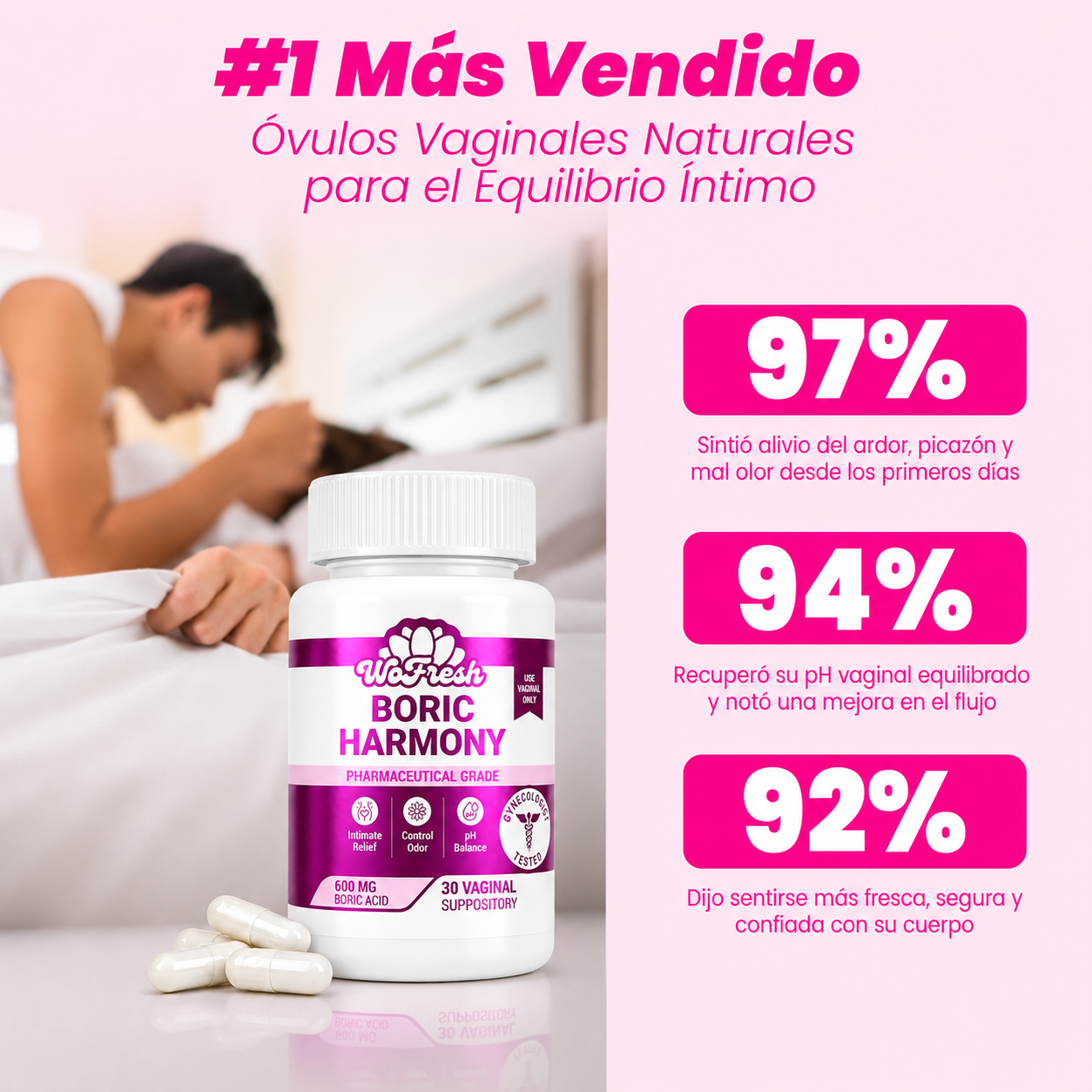 ÓVULOS DE ÁCIDO BÓRICO 600 MG BORIC HARMONY WOFRESH PACK X2