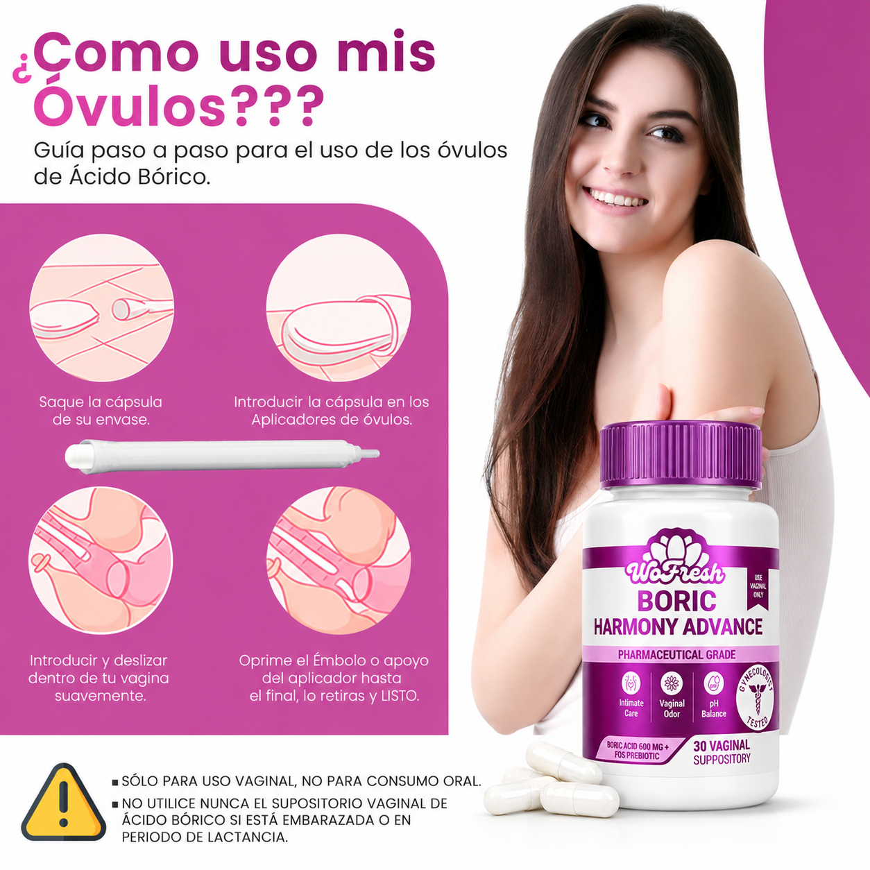 ÓVULOS BORIC HARMONY ADVANCE 800MG WOFRESH PACK X2