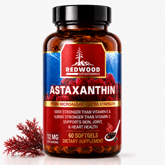 ASTAXANTINA NATURAL DE 12MG 60 SOFGELS SUPLEVITAMINAS LÍNEA REDWOOD