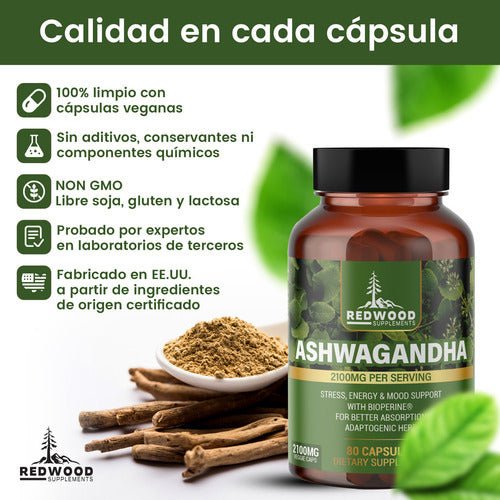 ASHWAGANDHA ORGANICO REDWOOD 2100 MG