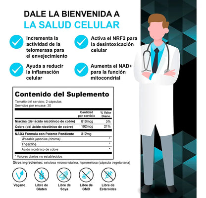 NAD3 NICOTINAMIDE RIBOSIDE 60 CAPSULAS