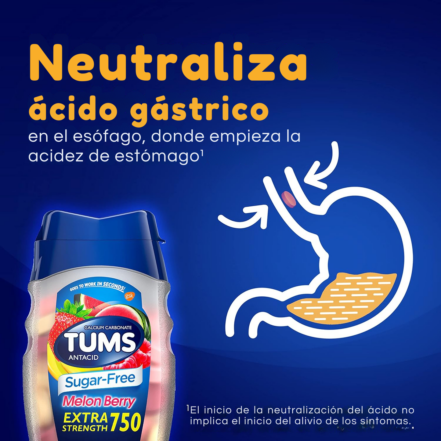 ANTIACIDO TUMS SIN AZUCAR 60 TABLETAS